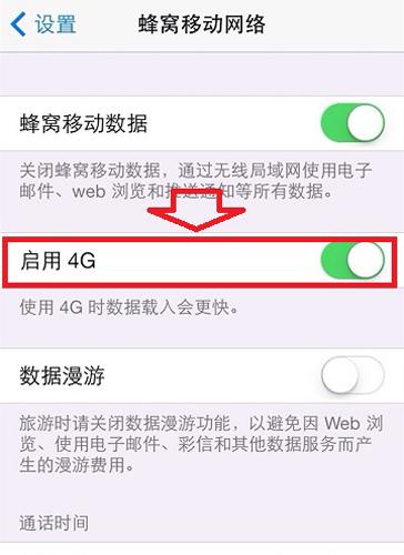 苹果iPhone5s怎么开启4g网络?